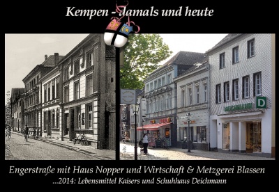 Engerstraße 21 - 23, um 1948 und 2014